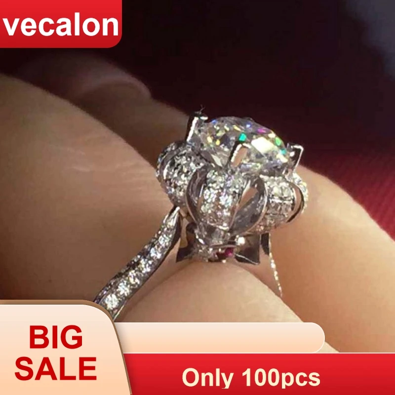 

Vecalon Valuable Women Crown Jewelry ring AAAAA Zircon Cz 925 Sterling Silver Engagement wedding Band ring for women