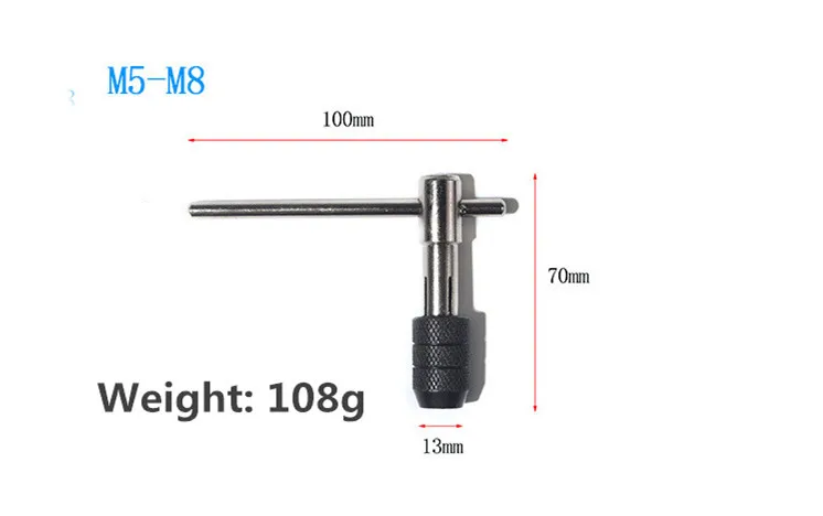

1PCS M5-M8 Ratchet Tap Wrench T-Type Tap Handle Reversible T-Handle Tapping Threading Tools Tap Holder Hand Tool