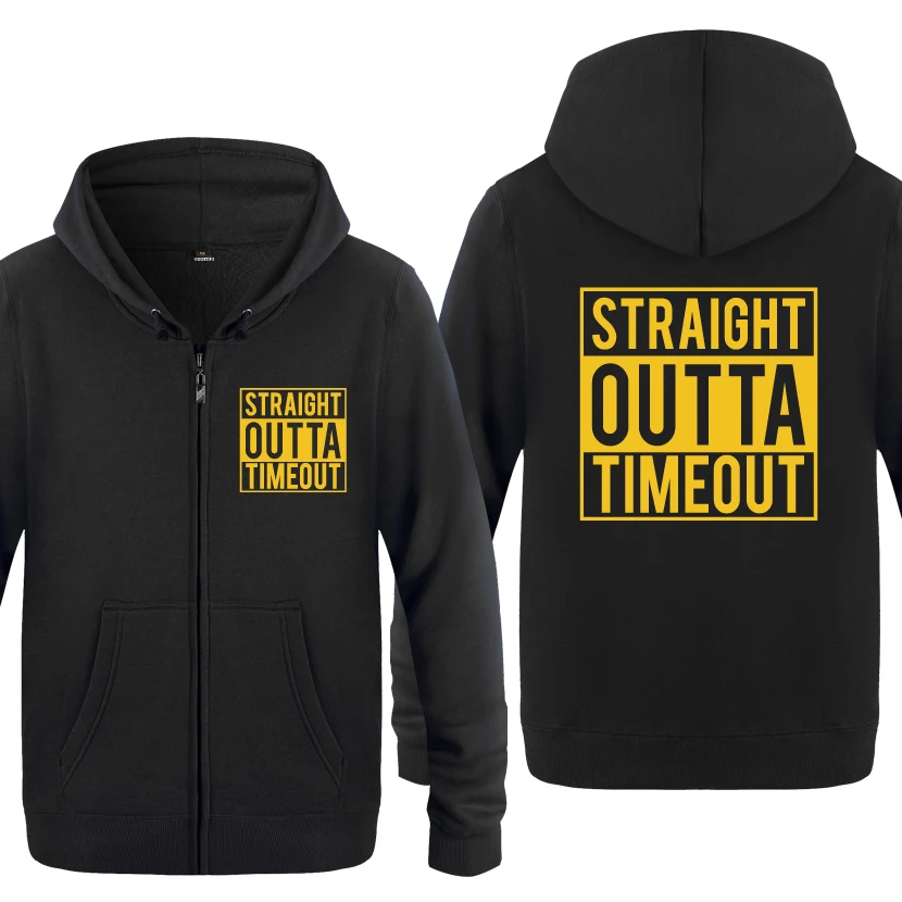 cheap Straight Outta Timeout Funny Creative Novelty Hoodies Men 2018 Men #039;s Fleece Zipper Cardigans Hooded Sweatshirts