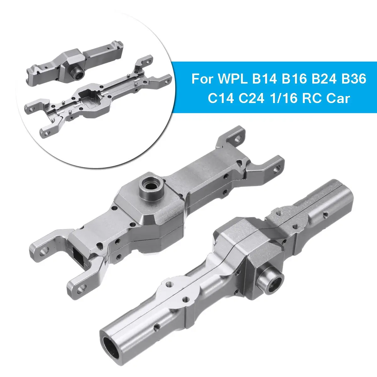 

RC Car Upgrade Replacement Front/ Rear Axle Housing Part Set For WPL B14 B16 B24 B36 C14 C24 1/16 Aluminum Alloy Silver Durable
