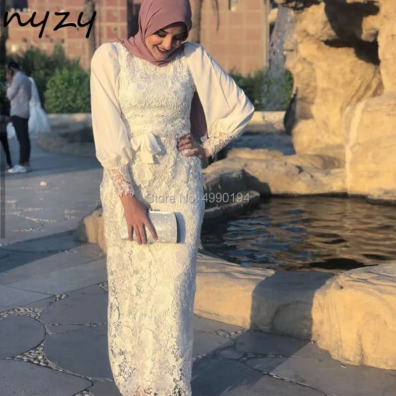 NYZY MW2 Arabic Islam Muslim Hijab Evening Dress Long Sleeves Mermaid Lace Formal Dress Party Gown abiye gece elbisesi 2019 NYZY MW2 Arabic Islam Muslim Hijab Evening Dress Long Sleeves Mermaid Lace Formal Dress Party Gown abiye gece elbisesi 2019
