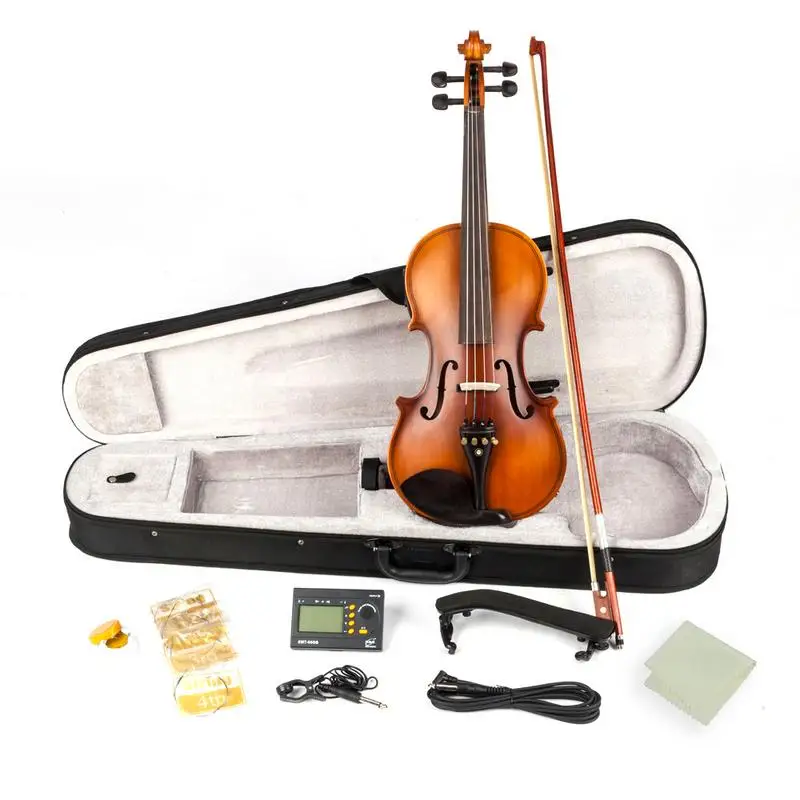 Matte/Black 4/4 Full Size Solid Wood Acoustic EQ Electric Violin Fiddle