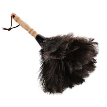 Duster Антистатическая Страусиная щетка из меха и перьев, деревянная ручка инструмента для очистки пыли, бытовой электростатический инструме...