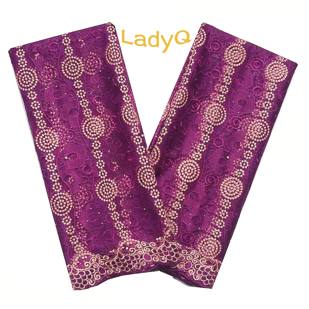 Женская кружевная ткань LadyQ Magenta из фатина в африканском стиле с бусинами