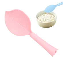 Листья Форма Кухня инструмент пшеничной соломы пластик рисовая Ложка случайный цвет кухонные принадлежности антипригарным рисовая ложка