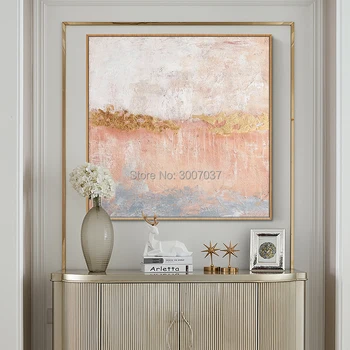 Online Modern Pink And Gold Abstract Painting Artist Hand-painted High Quality Abstract Knife Oil Painting For Living Room Decor Art