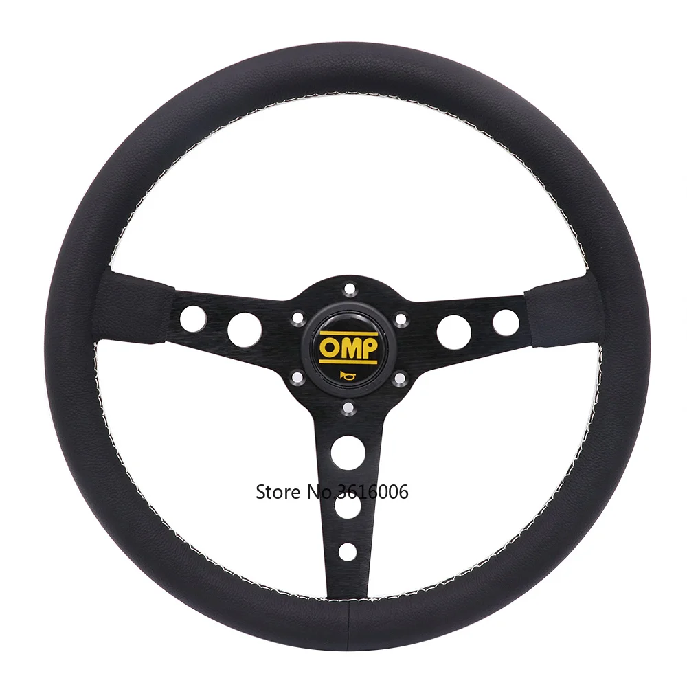 

Universal 14inch OMP Racing Classical Real Leather Flat Tuning Sport Drift Steering Wheel