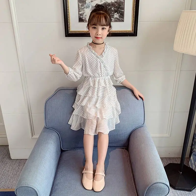 

2019 new summer fashion children girl chiffon dot princess dress toddler girl dress clothes children dress girl
