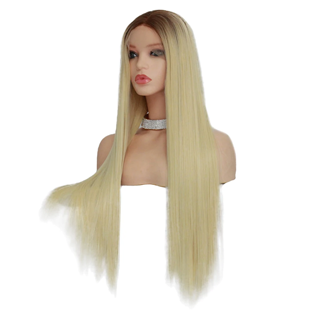 26 inch Synthetic Lace Front Wigs Heat Resistant Full Wig Long Straight Hair Beige 26 inch Synthetic Lace Front Wigs Heat Resistant Full Wig Long Straight Hair Beige
