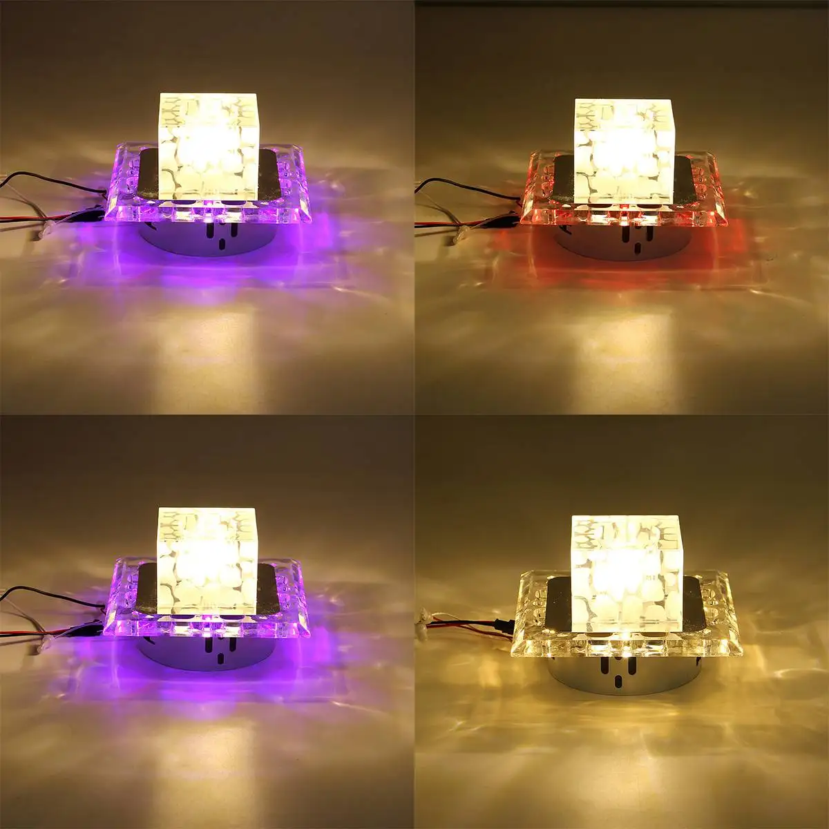 

3W Crystal LED Mirror Ceiling Light Square Shape Surface Mounted Multi-color Lighting Balcony Corridors Lamp Living Room Decor