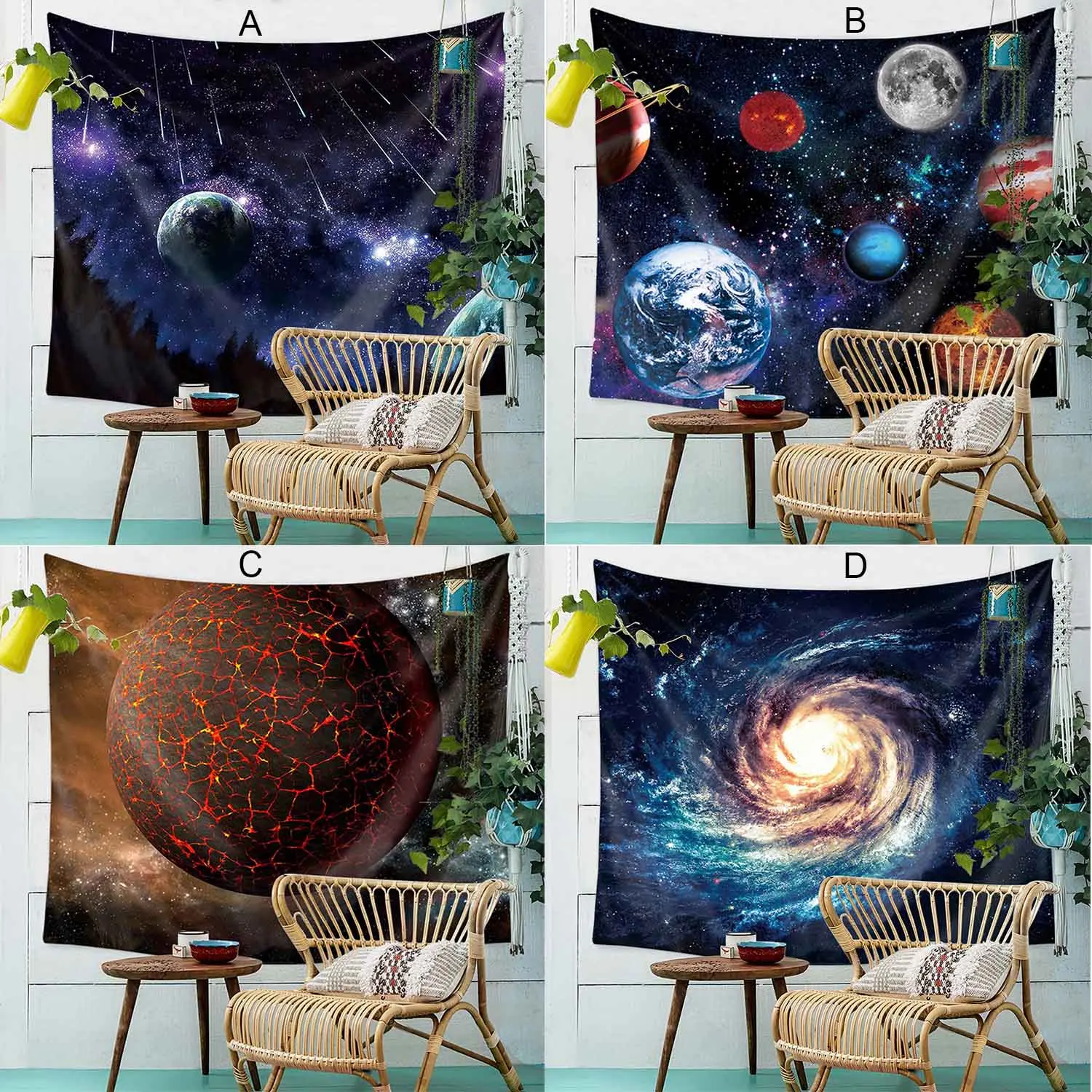 

Vintage European Moon Star Sky Planet Galaxy Home Wall Decor Tapestry Wall Hanging Headboard Blanket Carpet 150 x 130cm