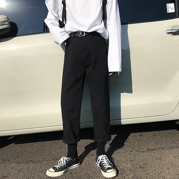

2019 Spring Men's Cotton Fashion Trend Leisure Harem Casual Straight Pants Khaki/black Color Loose Trousers Plus Size M-2XL