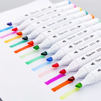 

Art Markers Pen Set 24/36 Color Animation Sketch Marker Dual Head Drawing Brush Pens Alcohol Based Pen Marker Manga Art Supplies