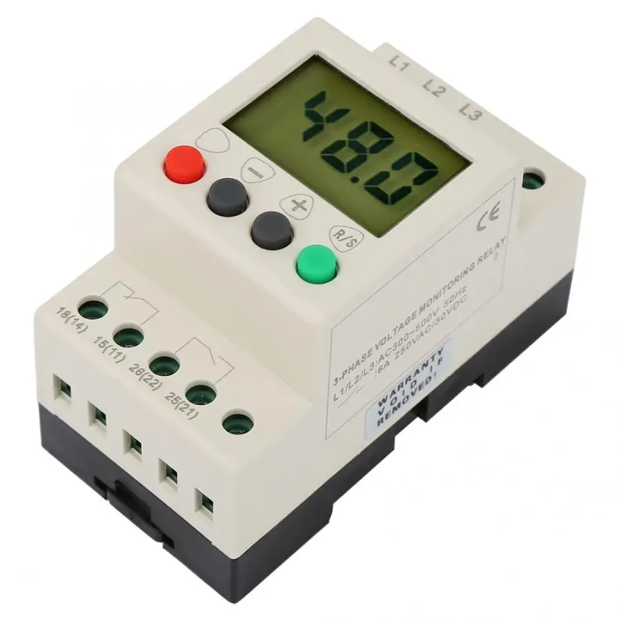 380V AC 50Hz 3 реле контроля порядка фаз защитное напряжения с цифровым дисплеем