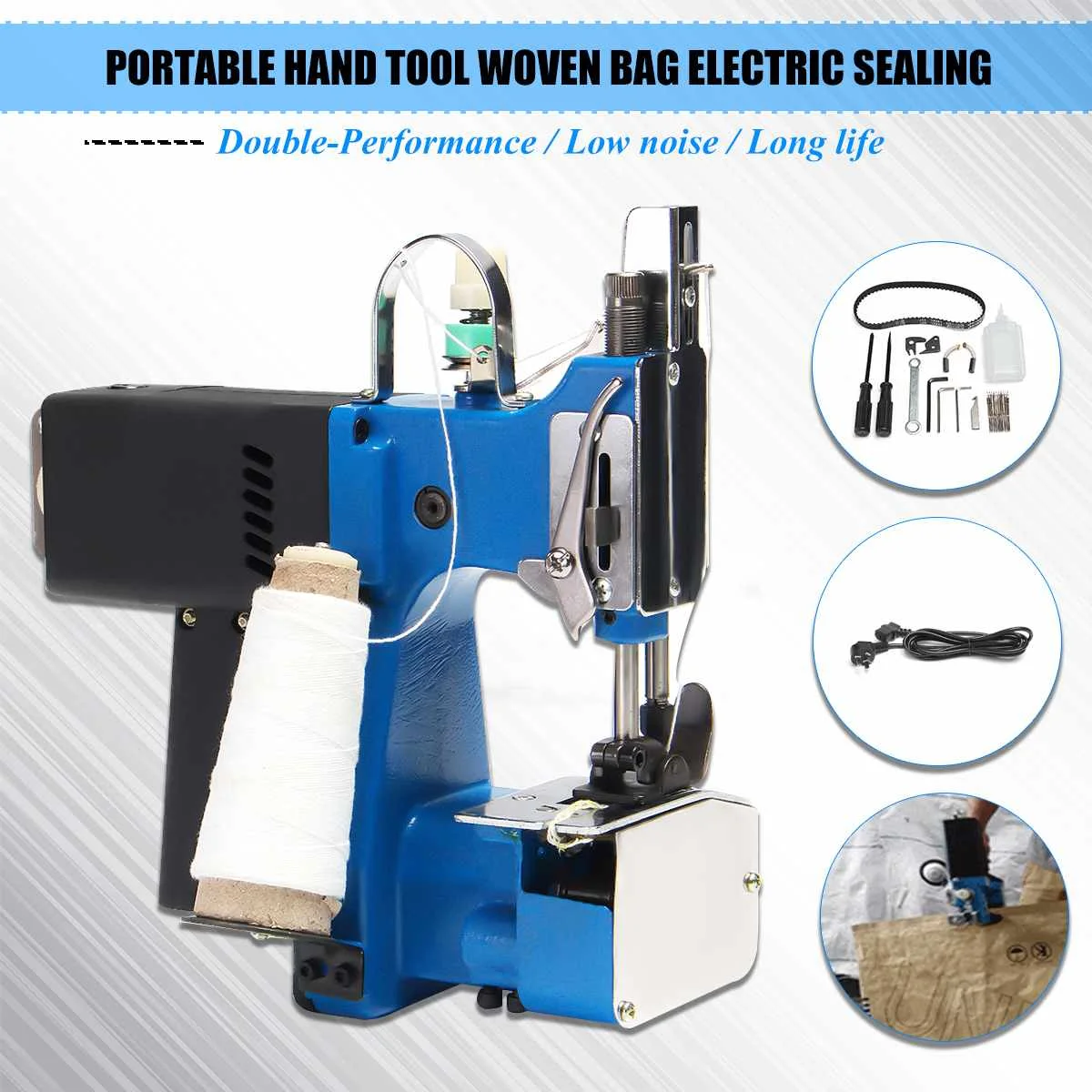 

KIWARM 220V 180W Portable Mini Electric Seal Ring Sewing Machine Packing Sealing Woven Bag Closer Stitching for Home Textile