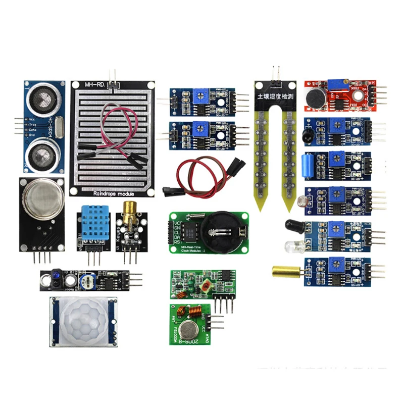 16 шт./лот набор сенсорных модулей для Arduino Diy Kit Raspberry Pi 3/2 Модель B 16 видов дождя/почвы/температурного датчика