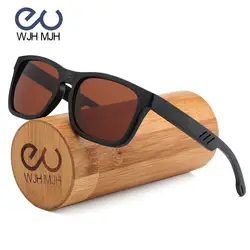 WJH MJH ручной работы деревянный привод личность гравировка Солнцезащитные очки Квадратные поляризованные солнцезащитные очки Винтажные