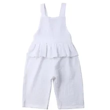 Модные летние белые комбинезоны для маленьких детей, комбинезон без рукавов с оборками, штаны, комбинезон для девочек, Новое поступление, детская одежда
