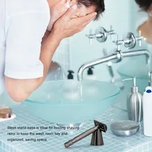 Двойной край Детская безопасность бритвы комплект длинная ручка открыть с подставкой база 10 лезвия для мужчин уход