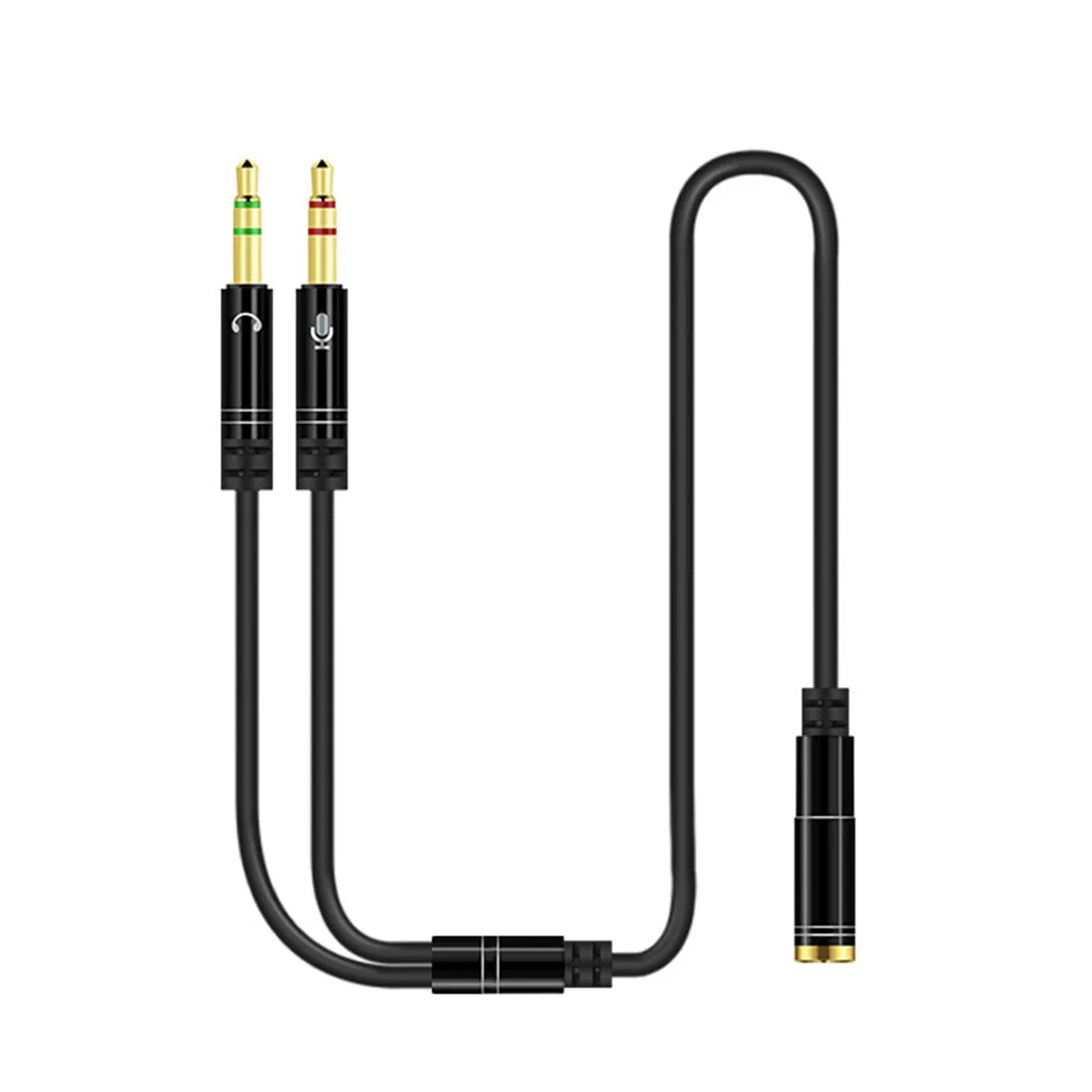 

AUX 3.5mm Audio Mic Splitter Cable Female to 2 Male Headphone Microphone Adapter