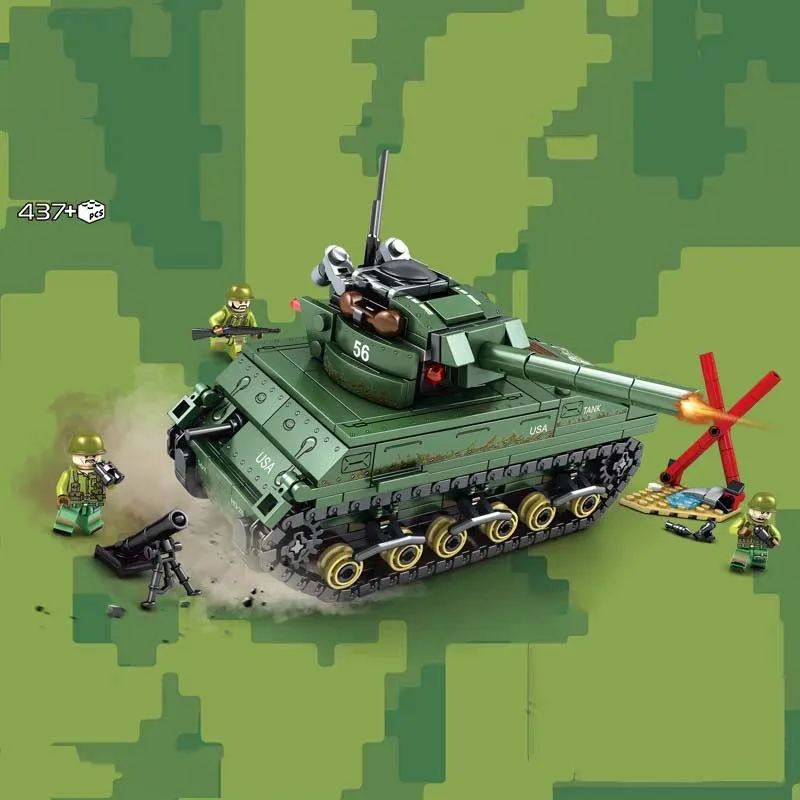  437pcs Military series SWAT US Army M4 tank army soldier Action Figures Building Blocks Toy for Chi