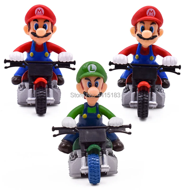 10 Styles/set Anime Figura Super Mario Bros Kart Pull Back Car Cute PVC Action Figure Doll Collectible Model Baby Toy For Kids