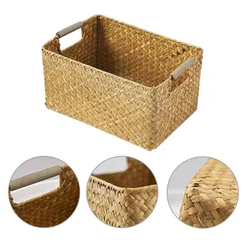 

1pcs Handmade Sundries Organizer Rattan Plant Box Wicker Basket Nursery Pots Sea Grass Storage Basket Straw Garden Flower Pot