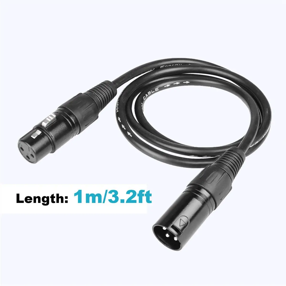 

8 Pack DMX Cable 3.2ft/1m 3 Pin Signal XLR Connection Stage Par Light Cable Wire Black
