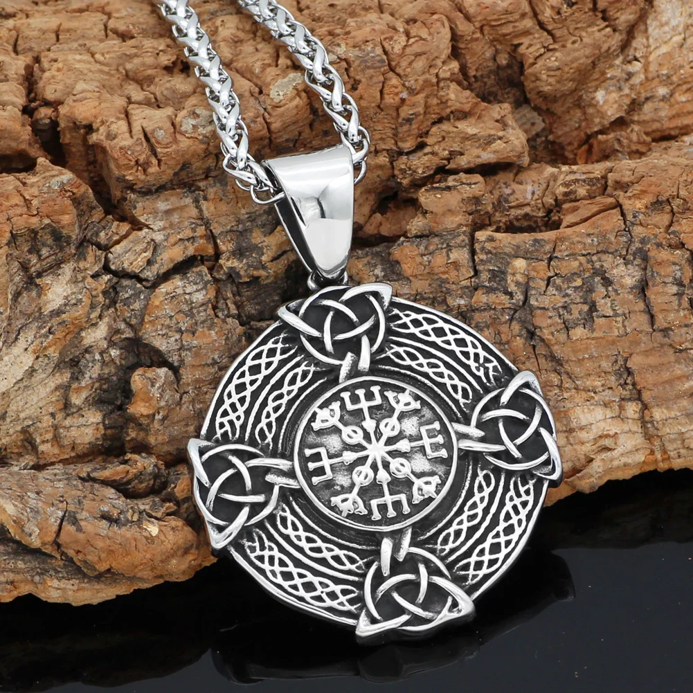 STAINLESS STEEL VIKING SHIELD NECKLACE