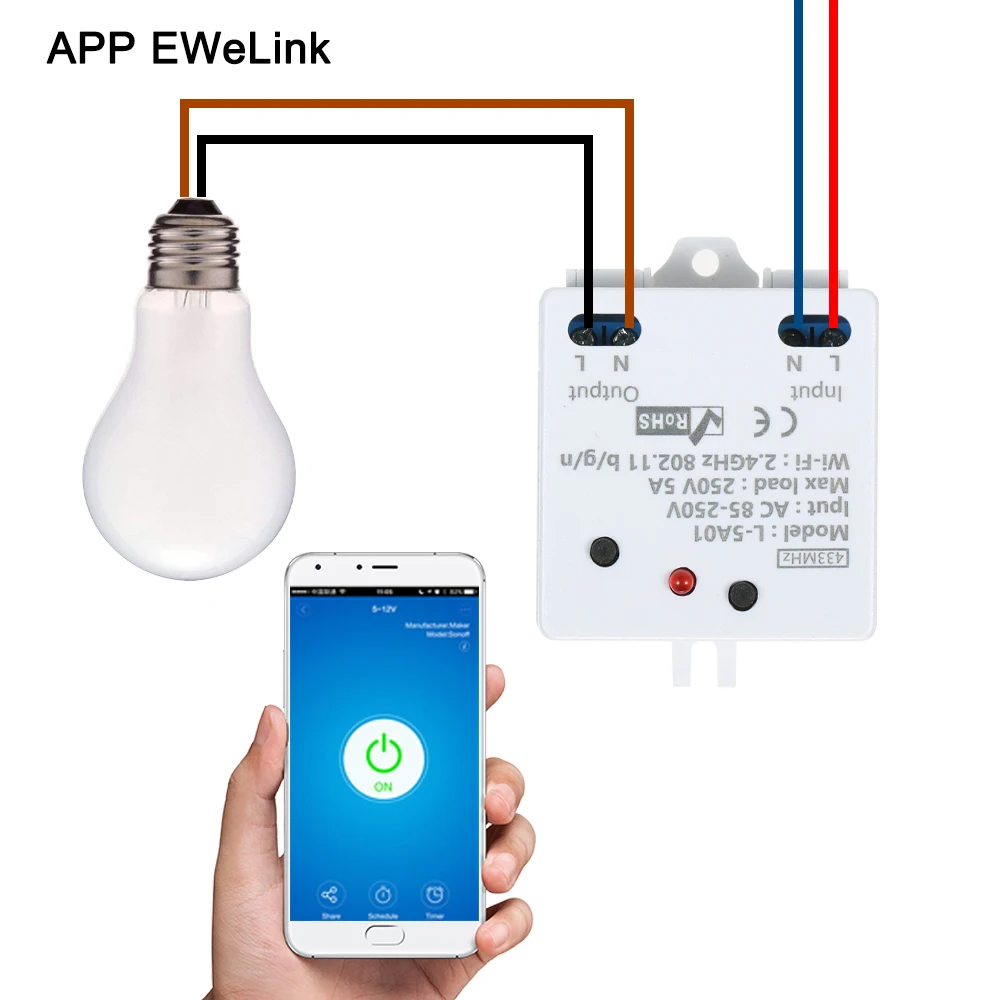 EWeLink Wi-Fi Smart Switch RF 433 МГц 5A/1100 Вт беспроводной переключатель с функцией синхронизации пульт дистанционного управления для Android/IOS APP управления