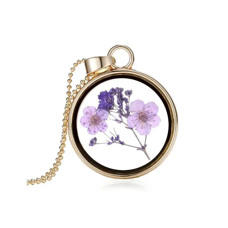 

Necklace Women Handmade Glass Dry Four Leaf Clover Fashionable Simple Fresh Style Pendant Necklace For Girl Students Lucky Gifts