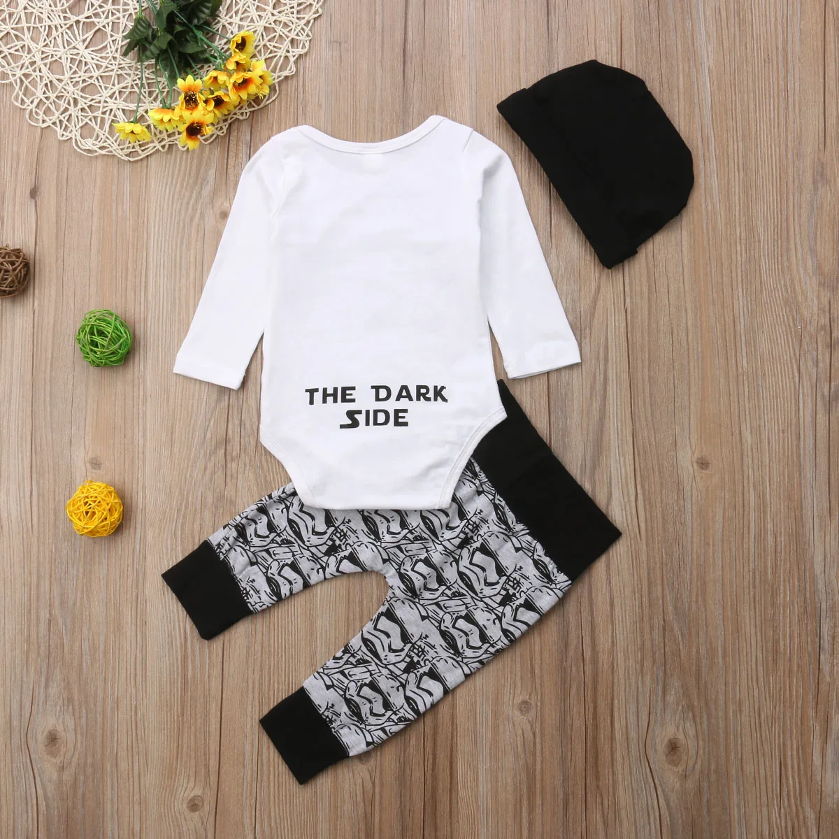 Newborn Infant Baby Boy Girl Star Wars Tops Romper Pants Hat Outfits Set Clothes