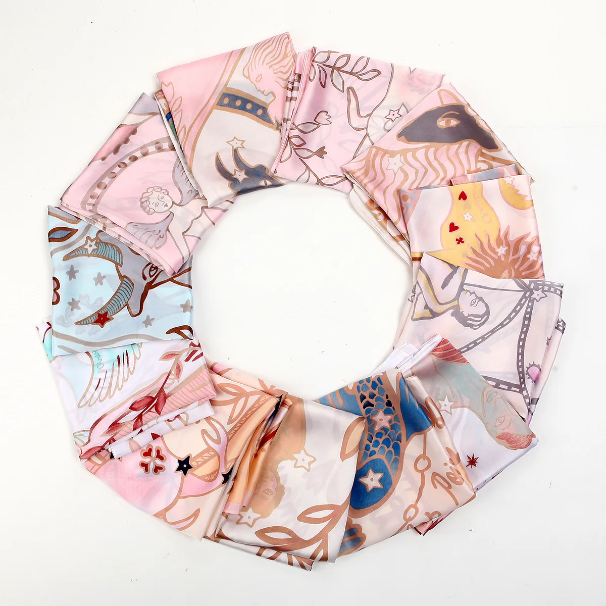

Twelve Constellation 2019 New Design 12 Colors Luxury Brand Square Silk Scarf Woman Hair Chiffon 70*70cm Spring Kerchief Narrow