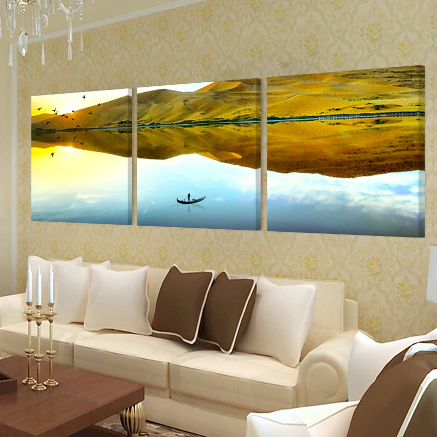 

Wall Art Print Painting Modular Poster Picture Canvas 3 Panel Sunset Nature Sea Beach Landscape For Modern Home Decor Painting