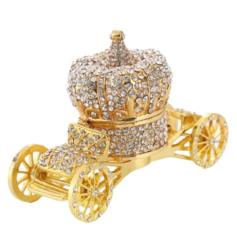 

Creative Rhinestone Crown Carriage Storage Box Handmade Easter Trinket Wedding Gift Boxes Ornaments Beauty Tool Case