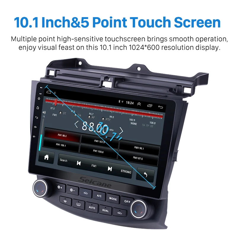 Perfect Seicane Car Android 8.1 GPS 10.1" HD 2Din Auto Radio For Honda Accord 7 2003 2004 2005 2006 2007 Stereo Player Quad Core 3G Wifi 2