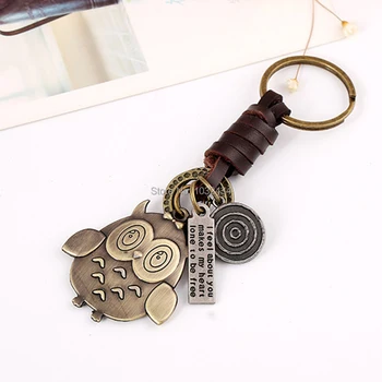 

20pcs/lot Fashion Cute Animal Bird Owl Pendant Leather Bag Trinket Keychain Purse Car Keys Chain Ring Holder Auto Souvenir
