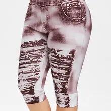 Wipalo размера плюс 3D рваные джинсы с принтом летние женские модные обтягивающие леггинсы с высокой эластичной талией капри леггинсы женские брюки