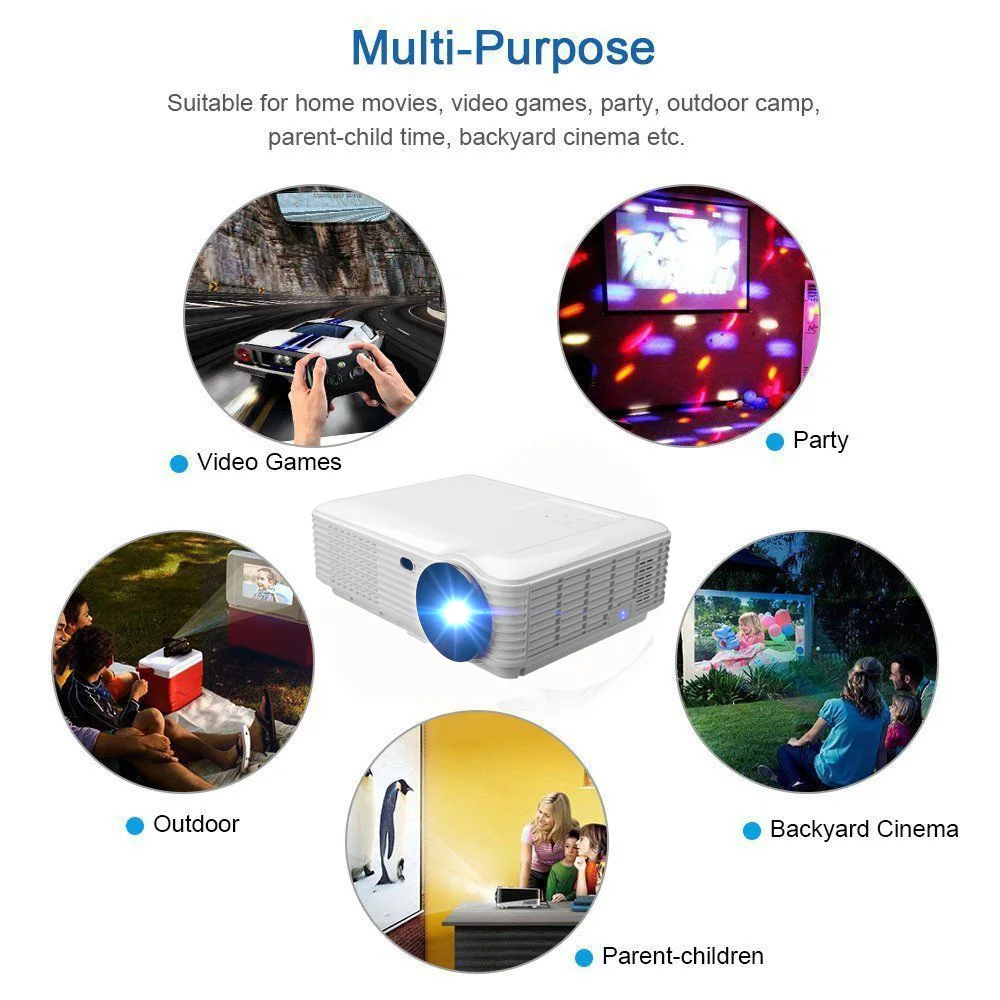 SV-226 Full HD WiFi 1080P LED Projectors Projector 8 Home Theater SD / USB / VGA / PC UK AU EU AU Plug