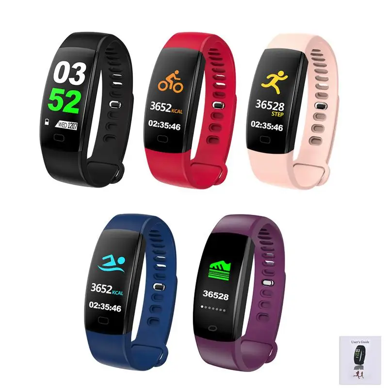 

F64HR 0.96 Inches Step Counting Heart Rate Monitoring Blood Oxygen Monitoring Information Pushing Smart Bracelet ForAndroid IOS