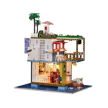 

1pc DIY House Small House Model Miniature House Assemble Miniature House Kit LED Furniture Kit for Kids