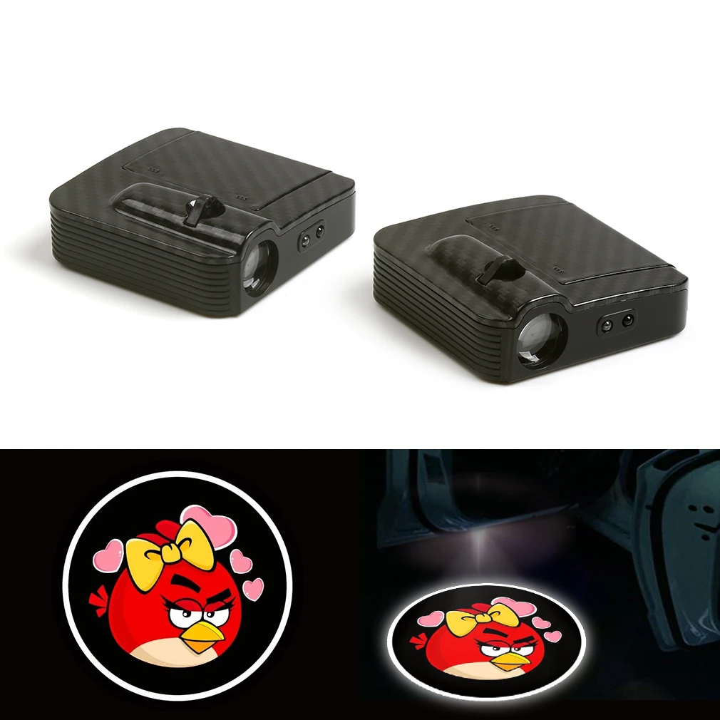

New Wireless Fit For Angry birds Courtesy Car Logo Door Ghost Shadow Laser Projector Light 12V Pair