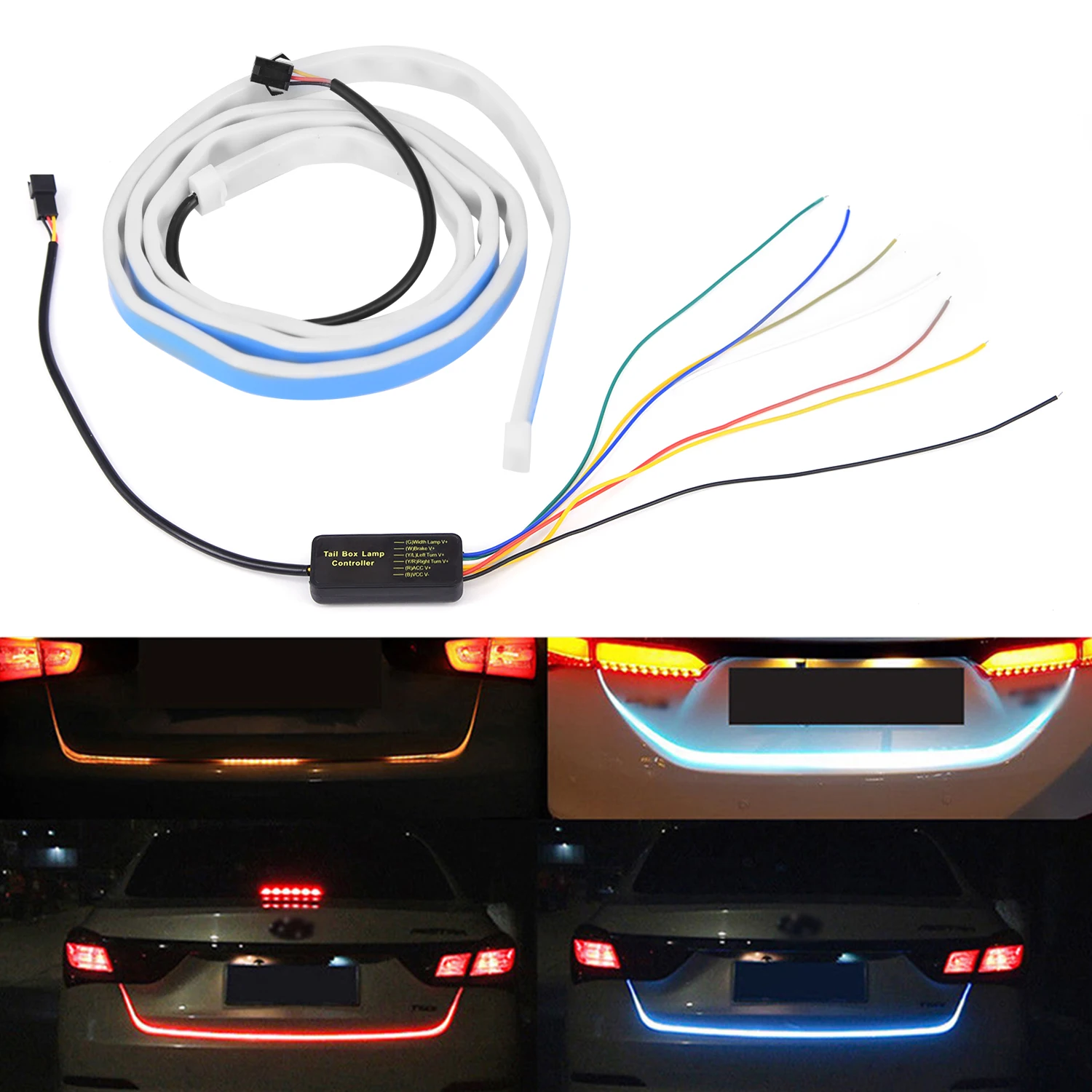 

Car 12V LED Tail Tailgate Strip Light Brake Driving Signal Flowing Led Light Strip Lighting Trunk Electric Drive