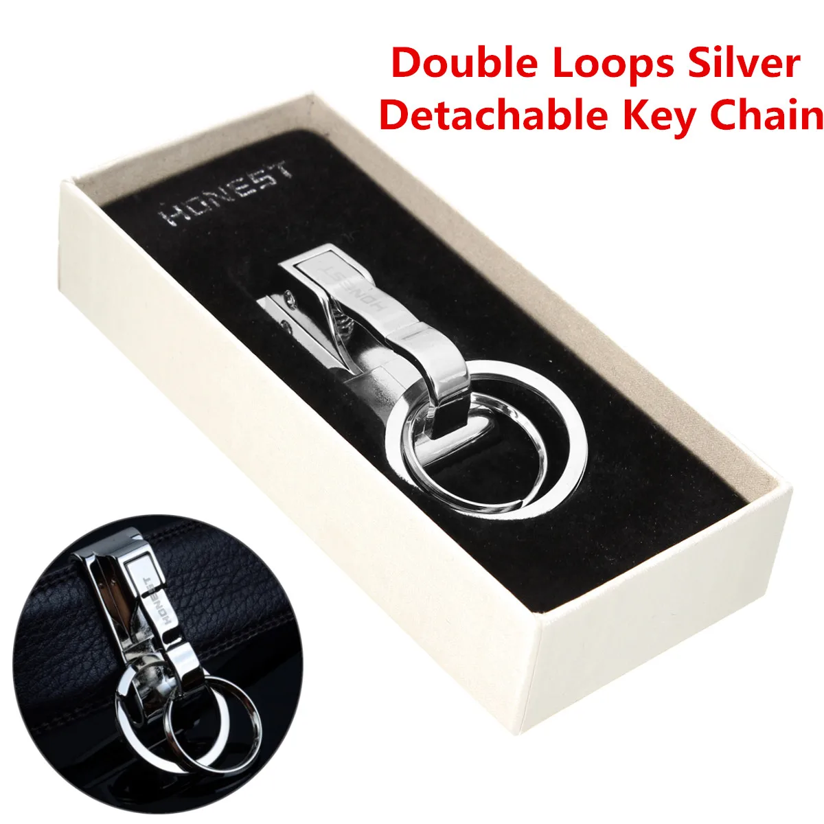 Modern Hanging Double Loops Ring Pants Buckle Keyring Key Clip On Belt