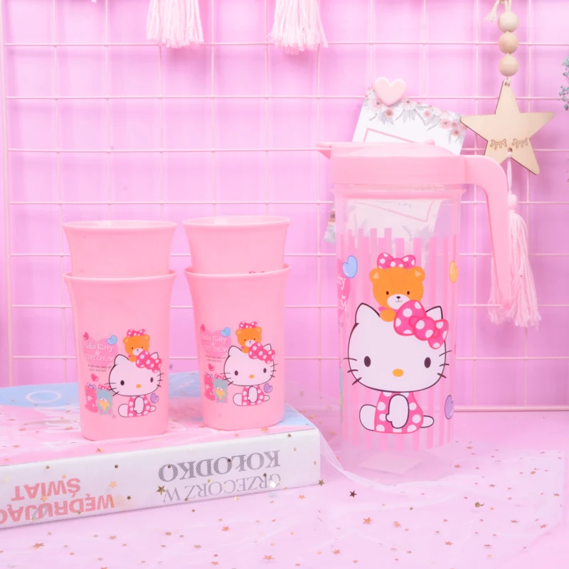 Набор крышек для бутылки с водой hello kitty, термостойкая кофейная чашка для холодного чайника, чайная чашка, милый домашний стеклянный костюм