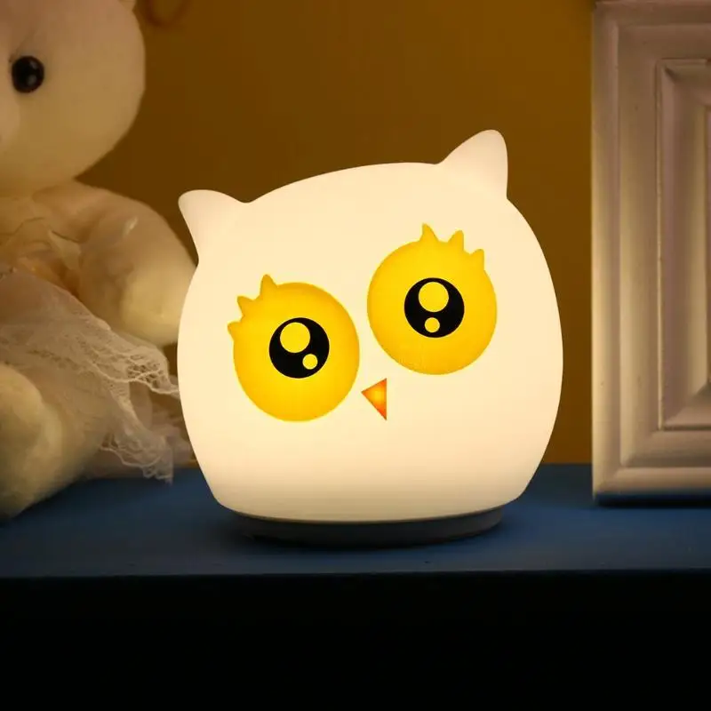 USB Rechargeable LED Night Light Cute Cat Cartoon Bedside ...