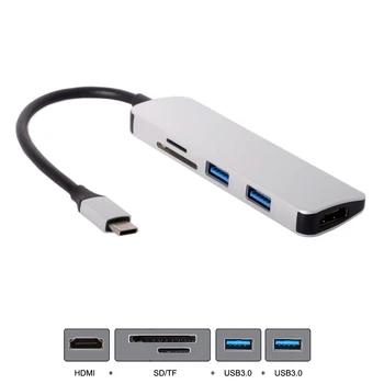 

10pcs/lot CY USB 3.1 Type-C USB-C to HDMI & Dual Ports 3.0 Hub & SD TF Card Reader for PC Laptop & Macbook