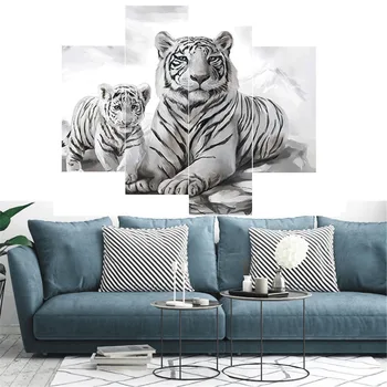 

HUACAN 4pcs Diamond Painting Tiger Diamond Embroidery Sale Animal Full Square Pictures Of Rhinestone Mosaic Multi-picture