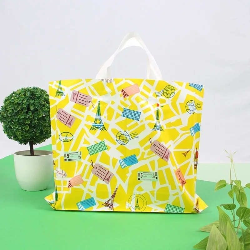 50 pcs merchandise bags with handles with reinforcement, this plastic