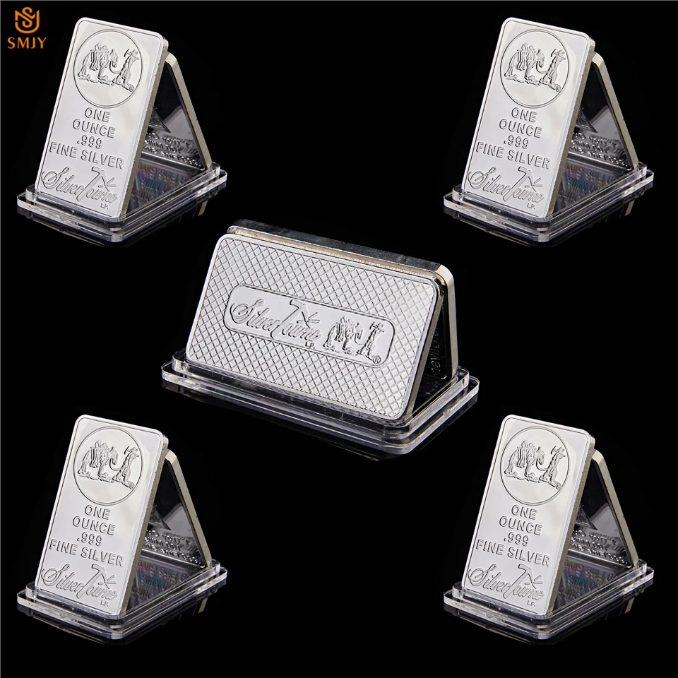 

5Pcs USA Prospector One Ounce.999 Fine Silver Bullion Replica Bar/Coin Souvenir Silver Bar Collection